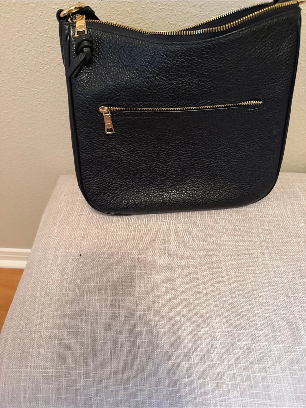 Coach Black Pebbled Leather Crossbody with Gold Accent